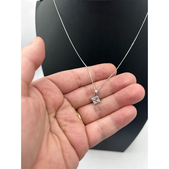 Swarovski Zirconia Solitaire Square Pendant Necklace - Picture 2 of 4